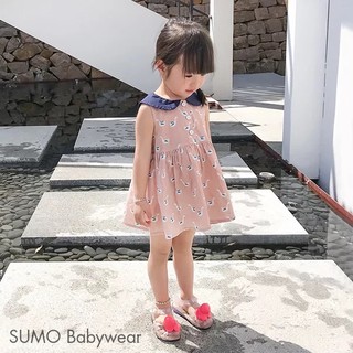 Váy hồng họa tiết con vịt cổ màu xanh BABYCITY V005-H