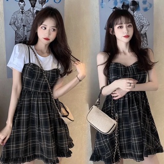 Váy hai dây kẻ (order taobao)