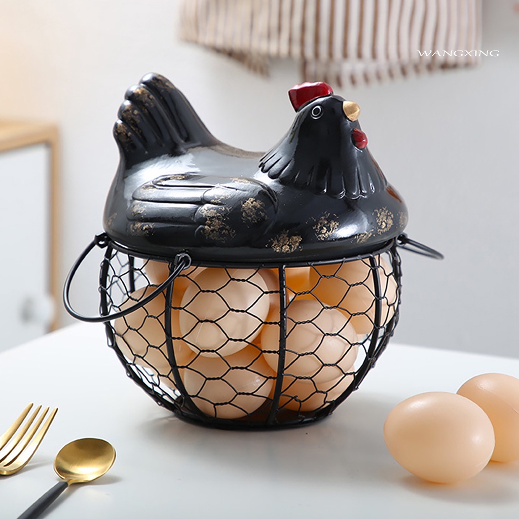 Rổ Sắt Đựng Trứng Chống Trượt Hình Gà Con Trang Trí Nhà Bếp