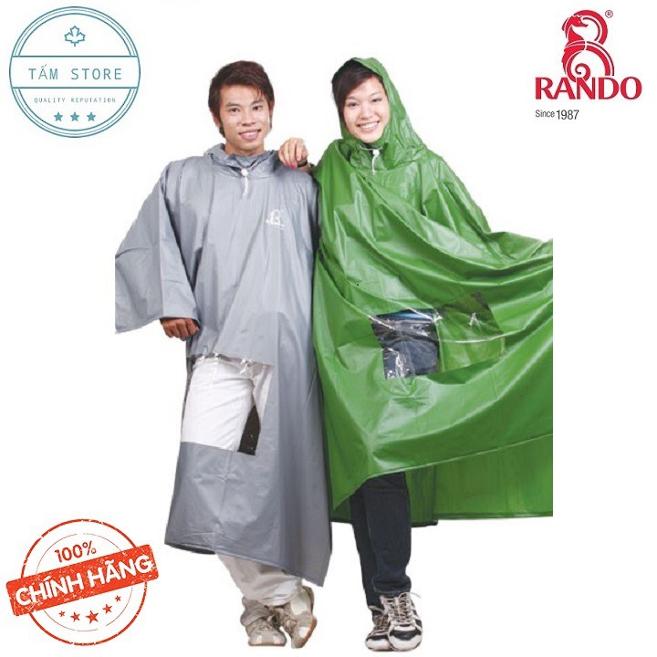 [THÔNG DỤNG] Áo mưa Rando Poncho cổ rùa trơn có kiếng (APPS02) GIAO MÀU NGẪU NHIÊN