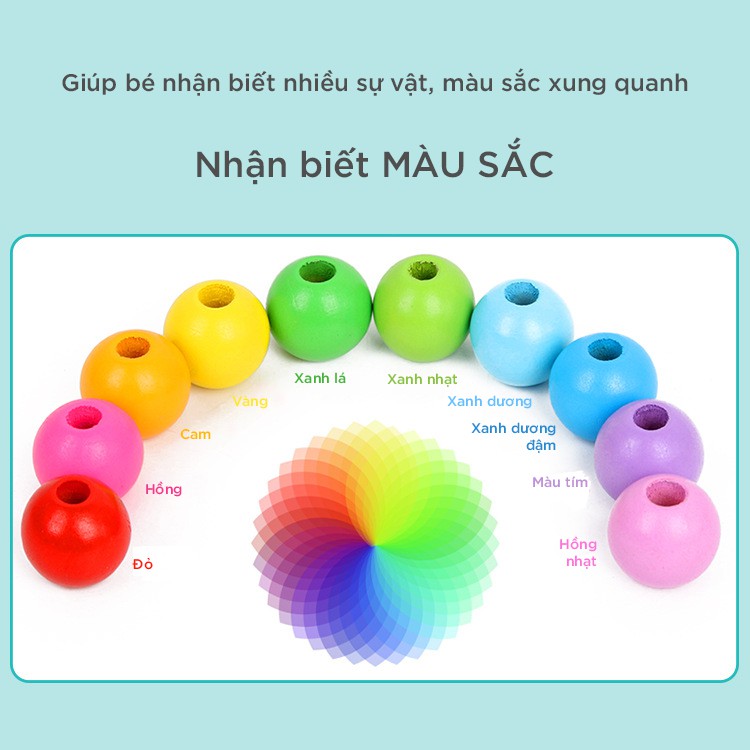 [106 chi tiết] Đồ chơi xâu hạt gỗ [Bộ ghép hình - Thả hình - Xếp hình - Bộ xếp hình cho bé - Xâu chuỗi số - Xâu chữ]