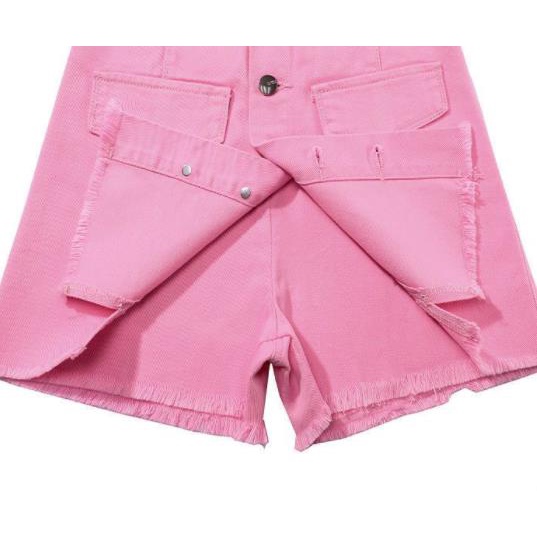 Jiashucheng Chân Váy Denim Hồng Lưng Cao Dáng Chữ a Thời Trang Mùa Hè