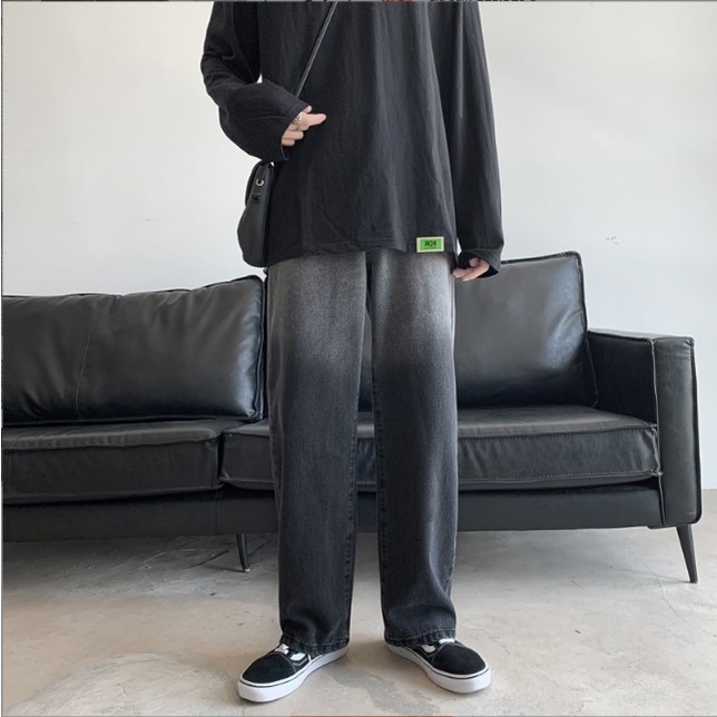 Quần jean ống rộng nam nữ unisex màu đen wash xám đẹp mới hà nội hcm 181 Pon.mens