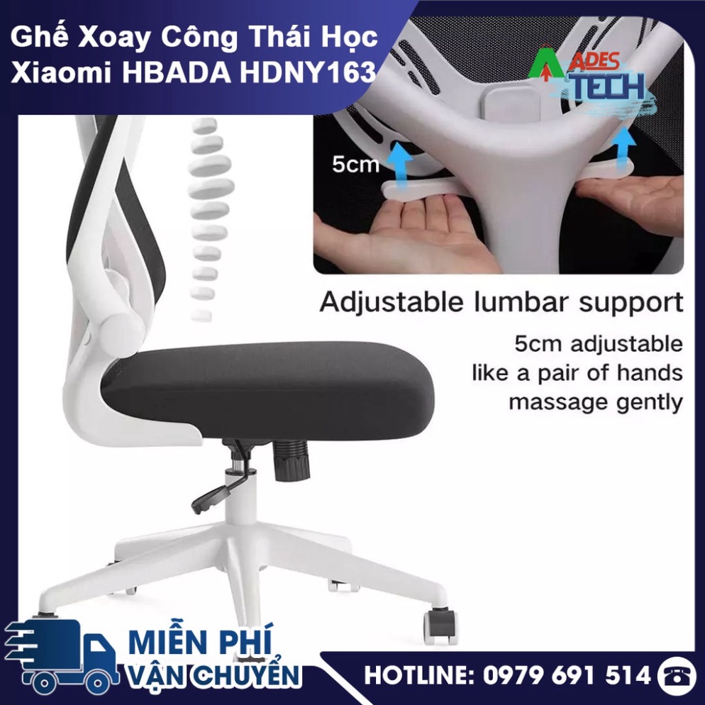 Ghế Xoay Công Thái Học Xiaomi HBADA HDNY163 - Thiết kế công thái học hỗ trợ định hình cột sống