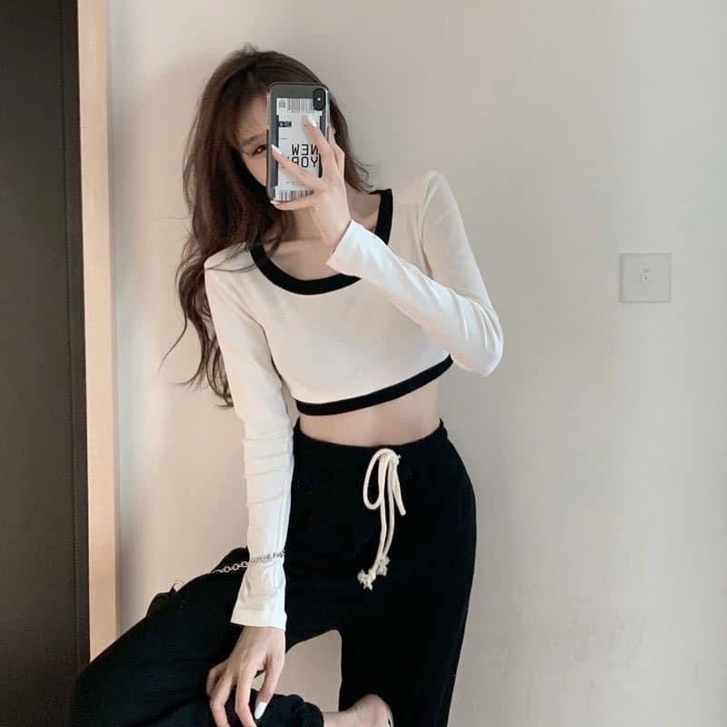 Áo Croptop Tay Dài Viền TD02