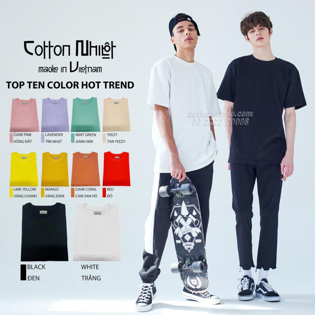 Chuyên Sỉ Áo Thun Tay Lỡ Màu Trơn Nam Nữ x Vải Cotton Pha (Vietnam) - Unisex Oversized-fit Tshirt STVR VN ྇ aa