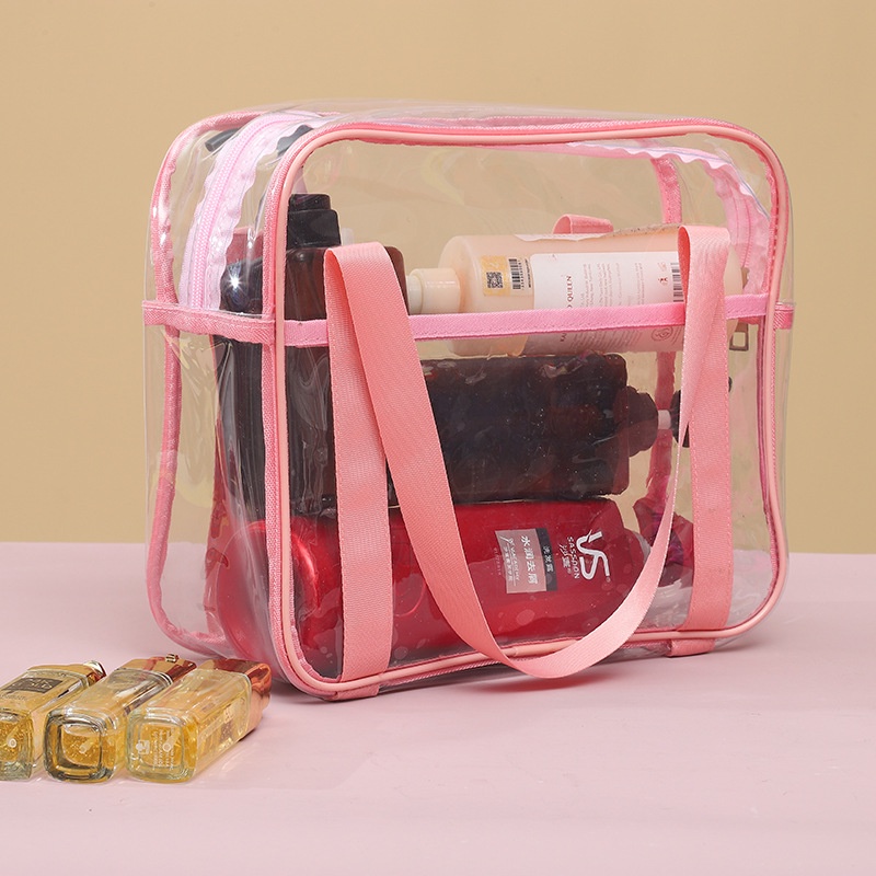 Túi Đựng Mỹ Phẩm Bằng PVC Trong Suốt Hai Tay Cầm Sức Chứa Lớn