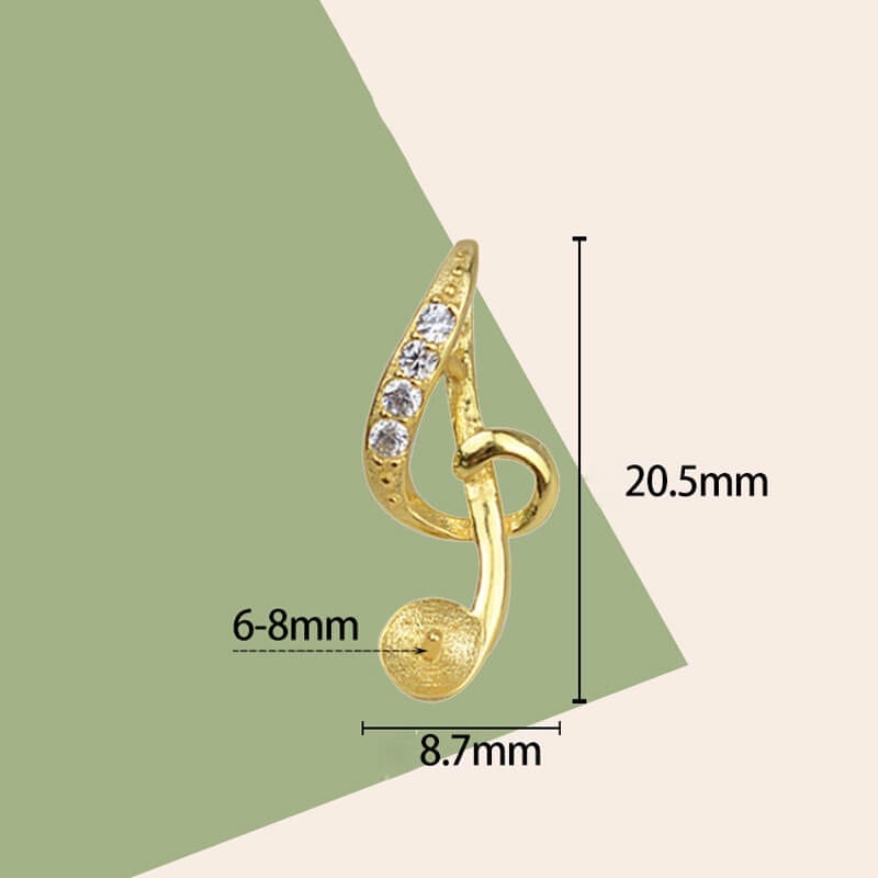 [M9DB] Phụ kiện trang sức (DIY) - Mặt dây chuyền mặt khay trống ngọc khuông nhạc đính hạt nạm đá lấp lánh