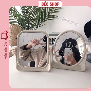 Gương trang điểm 2 mặt để bàn xinh xắn xoay 360 độ