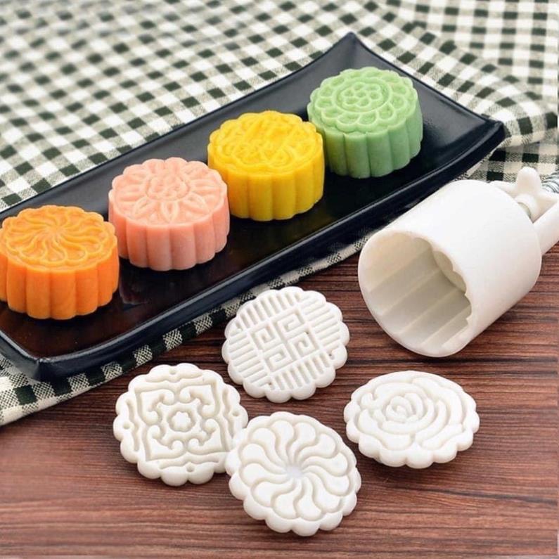 [FREESHIP] Bộ Khuôn Làm Bánh Trung Thu 100g 6 Mặt Khuôn Hình Hoa
