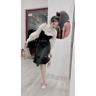Váy tiểu thư cổ cách điệu dáng váy xoè