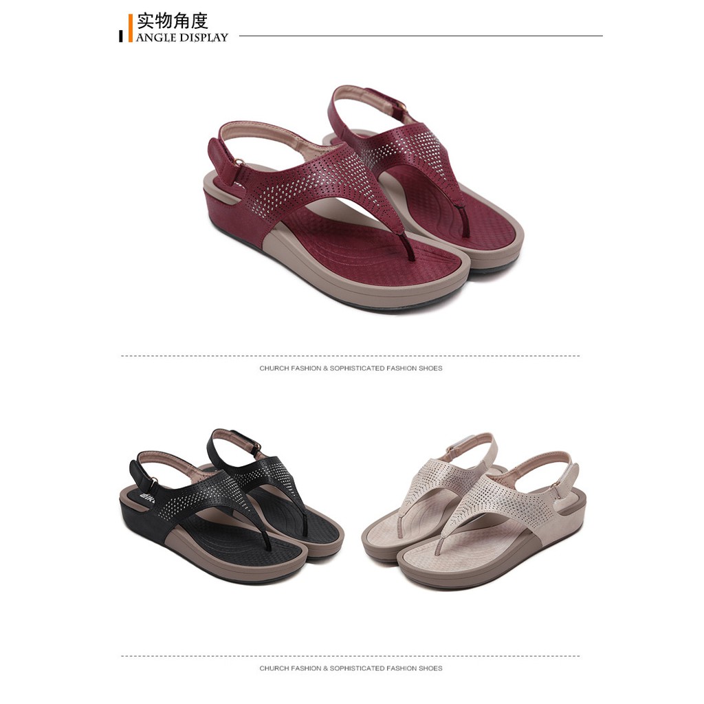 [Siêu êm chân] Sandal đế xuồng đế thấp 4cm dép xỏ ngón sang đẹp cho mẹ lớn tuổi trung niên SD024