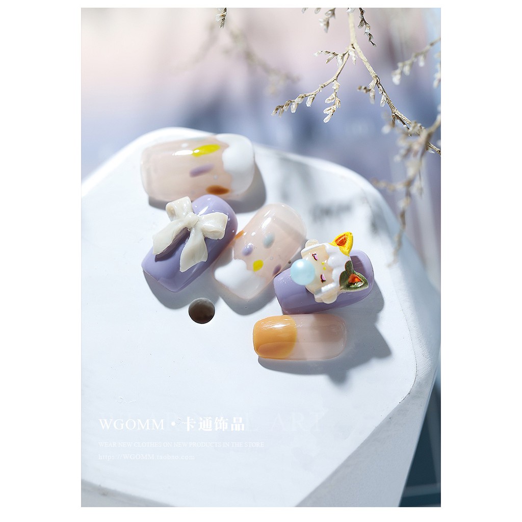 [Hàng mới về] Set 8 phụ kiện đính móng tay hình hoạt hình xinh xắn làm đẹp cho nữ