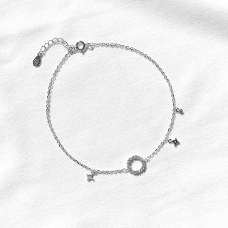 Lắc Chân Bạc Blue Peach Circle & Star LC209