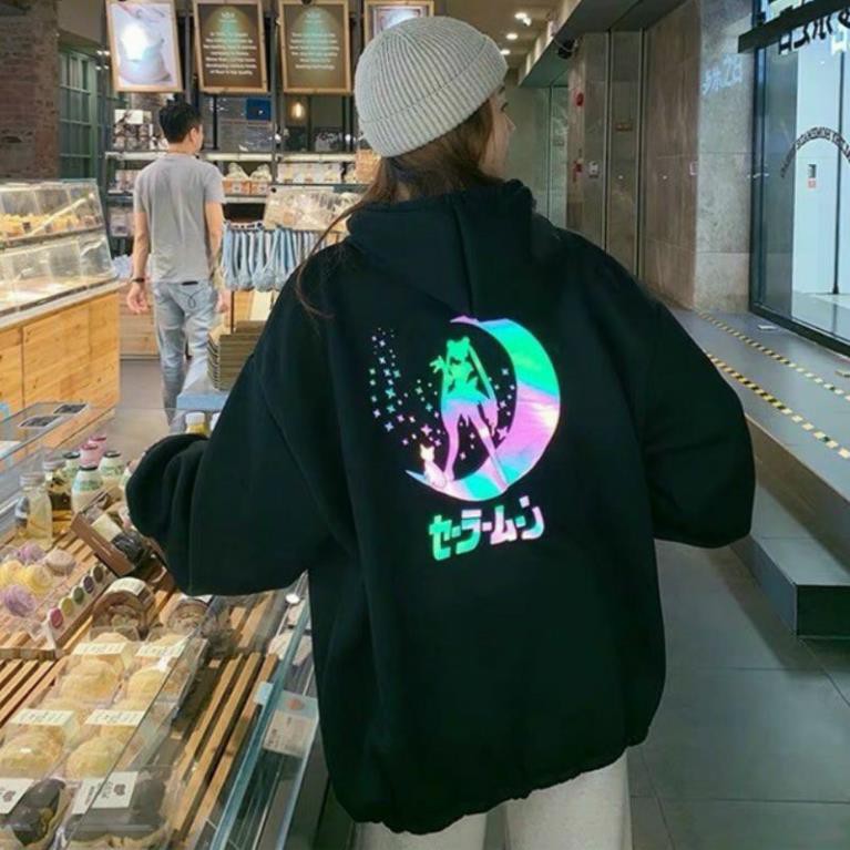 Áo Khoác Hoodie Nỉ Bông In Phản Quang Thủy Thủ Mặt Trăng Ấm Áp Phát Sáng Ban Đêm | BigBuy360 - bigbuy360.vn