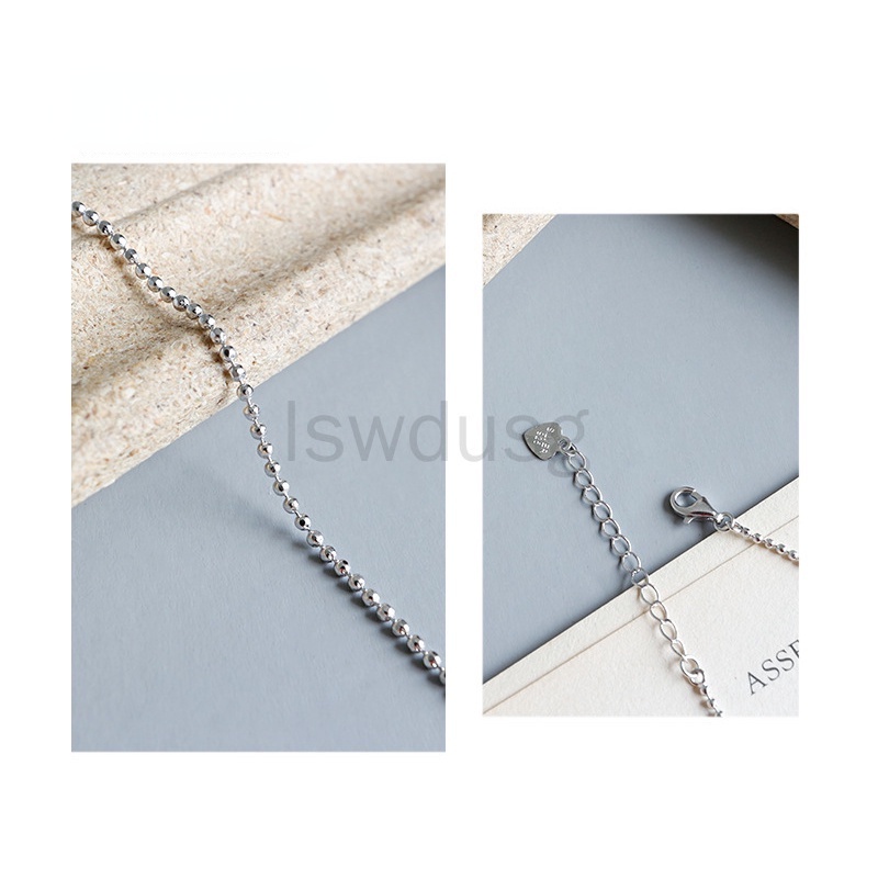 Chuỗi vòng cổ bằng bạc rắn 925 phụ nữ 2,5 mm trơn chuỗi hạt tròn nhỏ chống dị ứng Chuỗi bóng Unisex