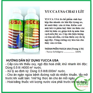 YUCCA USA CHAI 1 LÍT Chế Phẩm Hấp Thu Khí Độc Ao Nuôi Cấp Cứu Cá Tôm Nổi Đầu