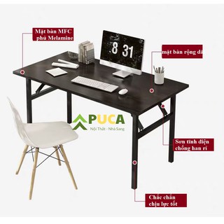 [𝐂𝐨̛̃ 𝐥𝐨̛́𝐧] Bàn làm việc chân sắt gấp gọn thông minh PUCA mặt sơn tĩnh điện chống han rỉ, chắc chắn chịu lực Cao CẤP