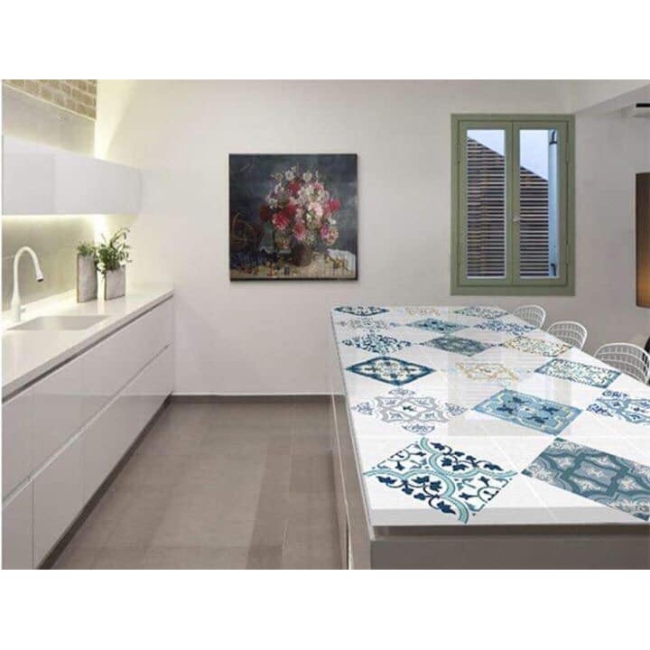  Decal dán cách nhiệt ô hoa văn hiện đại xanh khổ 3M x 0.6 M keo sẵn hàng dày dặn to đẹp | BigBuy360 - bigbuy360.vn