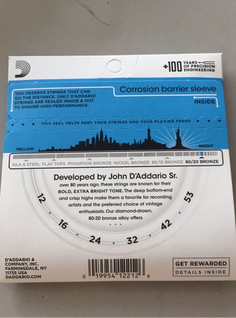 Dây đàn Aucostic Addario EJ 11 (cỡ 12-53)