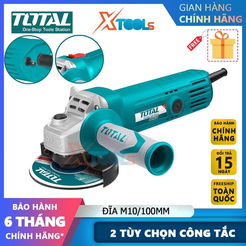 Máy mài cầm tay 710W - 800W Total máy mài góc đường kính đĩa 100mm, công tắc đuôi hoặc trượt, trục chính M10, điện 220V