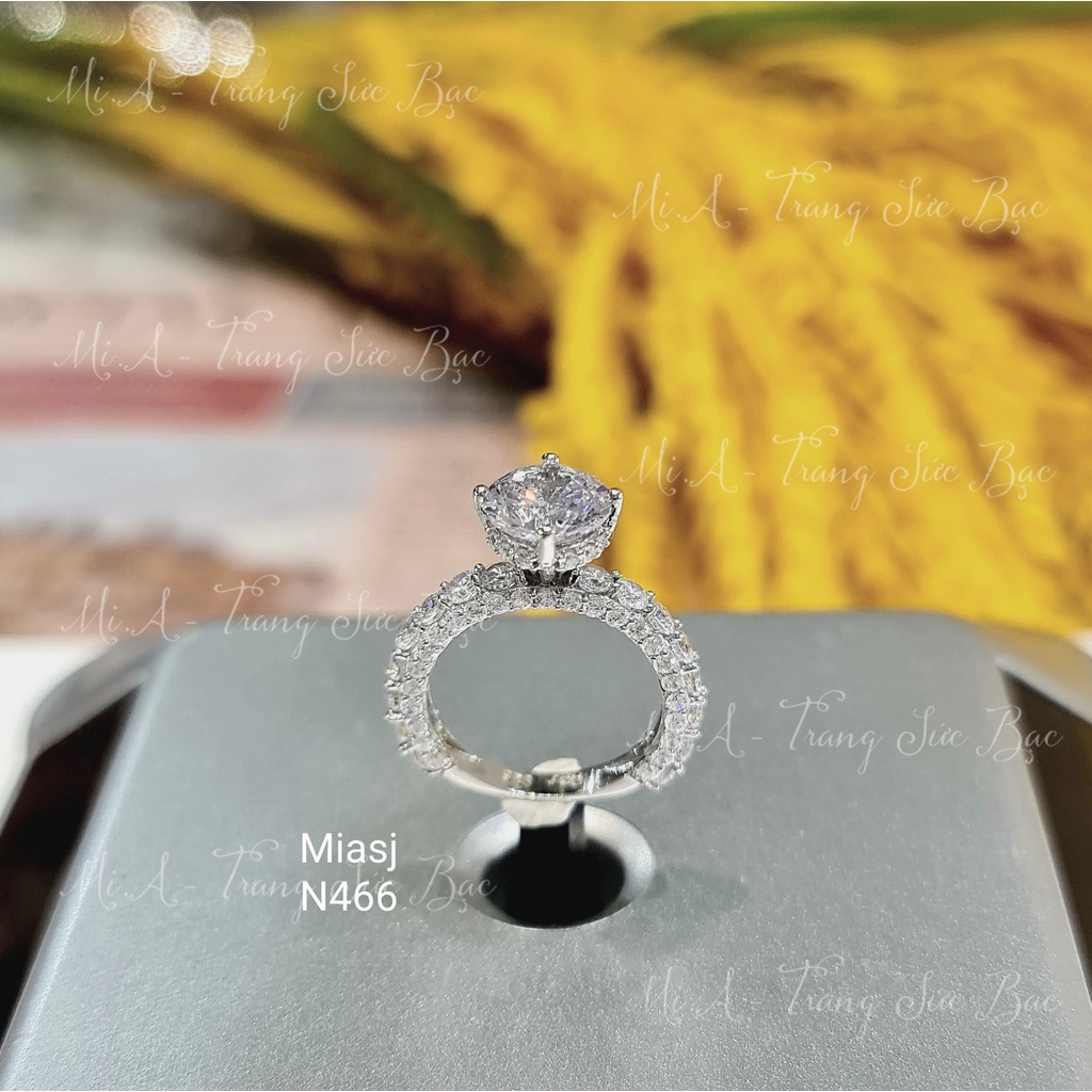 Nhẫn đính hôn bạc Ý S925 MiASJ N466 nữ nạm đá cao cấp, sang trọng