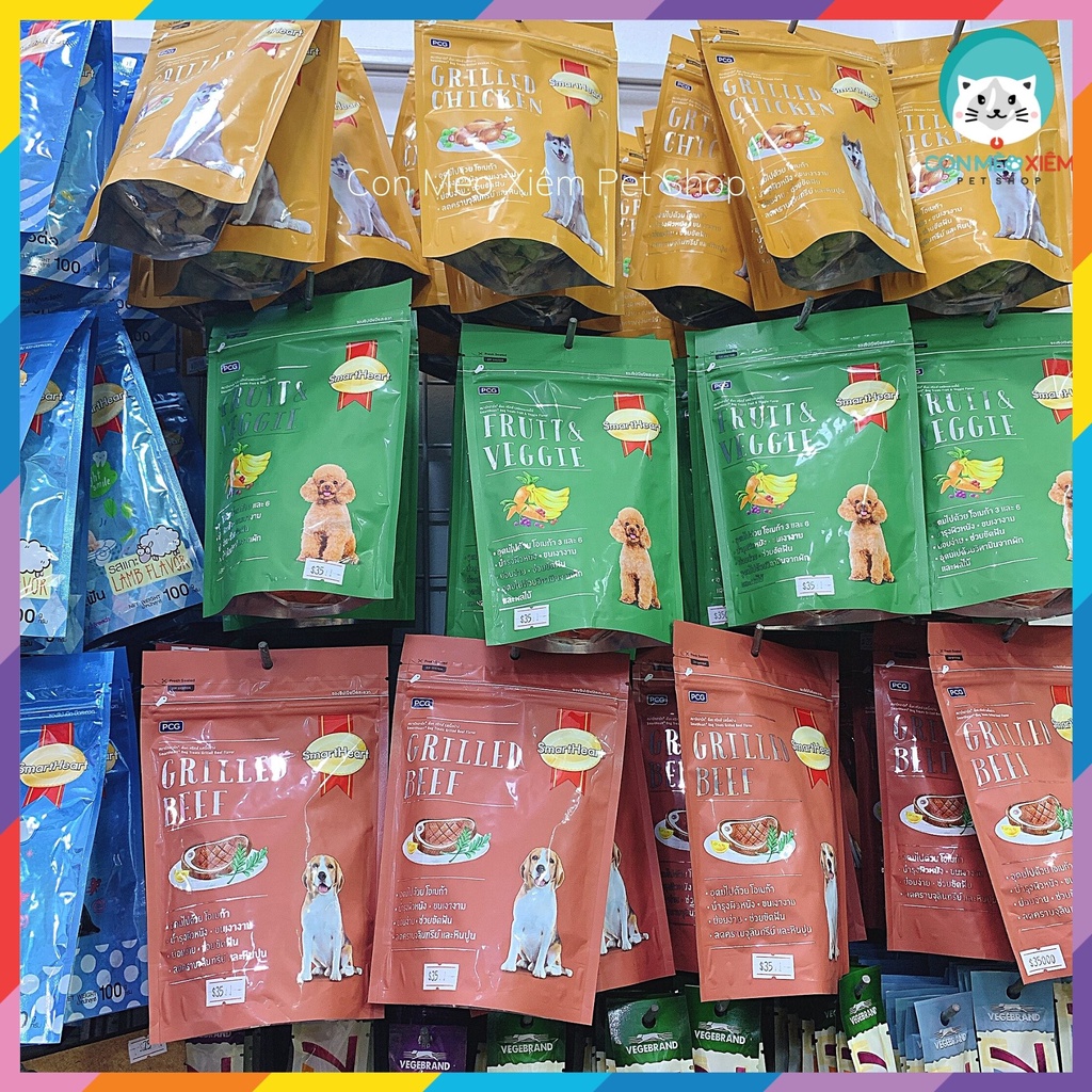 Bánh thưởng cho chó Smartheart dog treats snack 100g, thức ăn snack vặt huấn luyện cún Con Mèo Xiêm