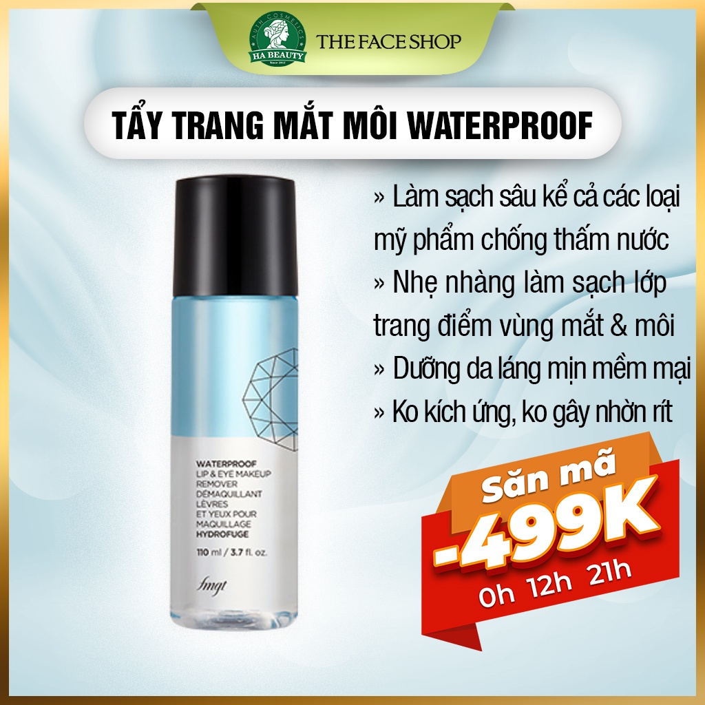 Tẩy trang mắt môi dưỡng ẩm sạch sâu The Face Shop Waterproof Lip $ Eye Makeup Remover 100ml