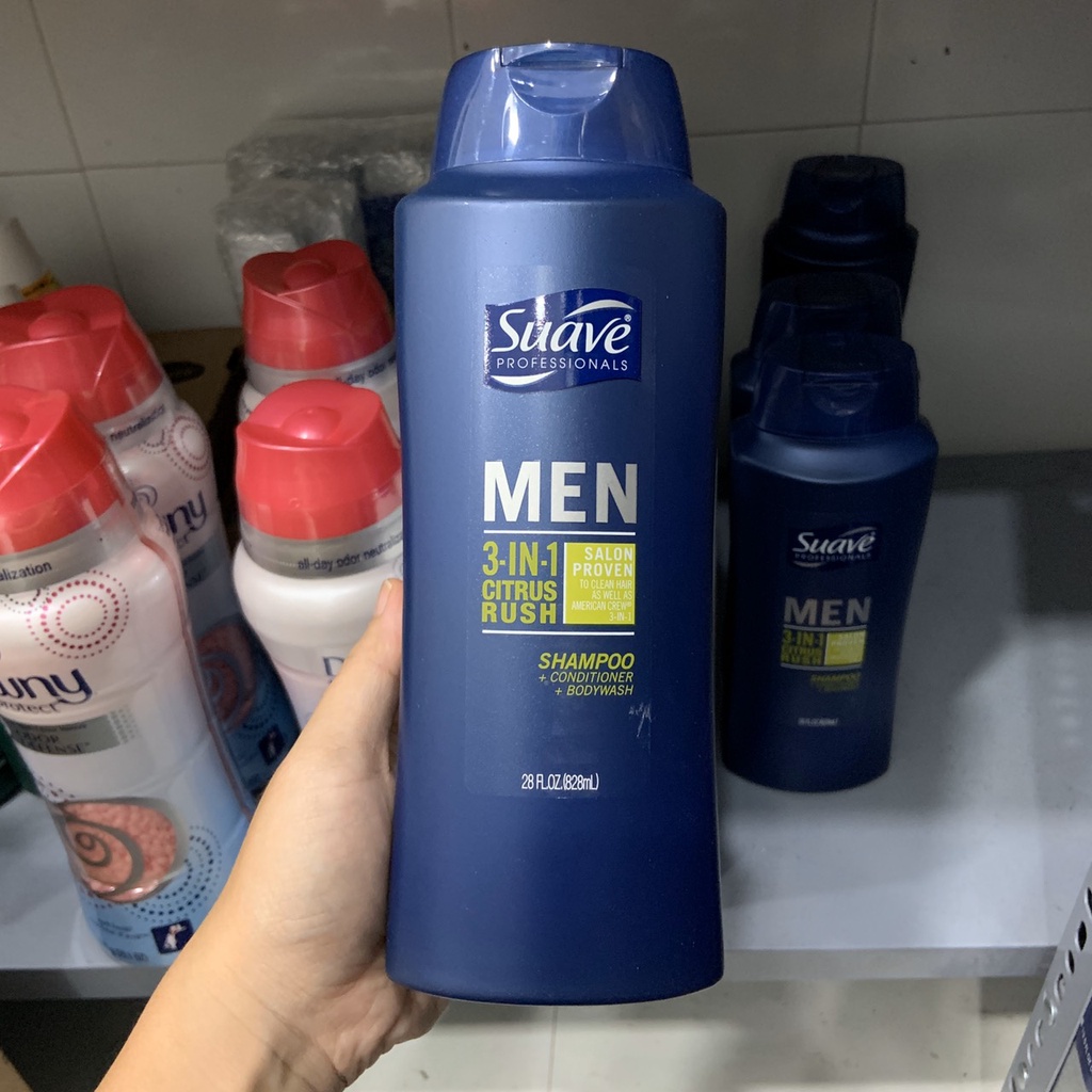 Sữa tắm, gội, xả Suave Men 3in1 hương thơm mạnh mẽ làm sạch và dưỡng ẩm làn da - EDS Hàng Mỹ