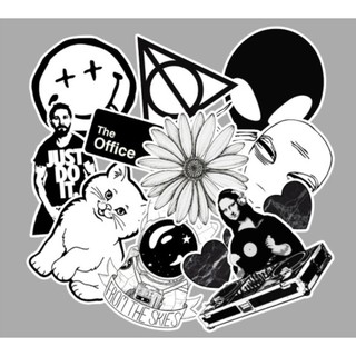 10 Sticker dán cao cấp chủ đề ĐEN TRẮNG - Dùng dán Xe, dán mũ bảo hiểm, dán Laptop