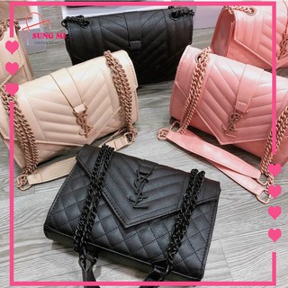 Túi chữ Y bì thư đeo chéo xích màu (màu đen)