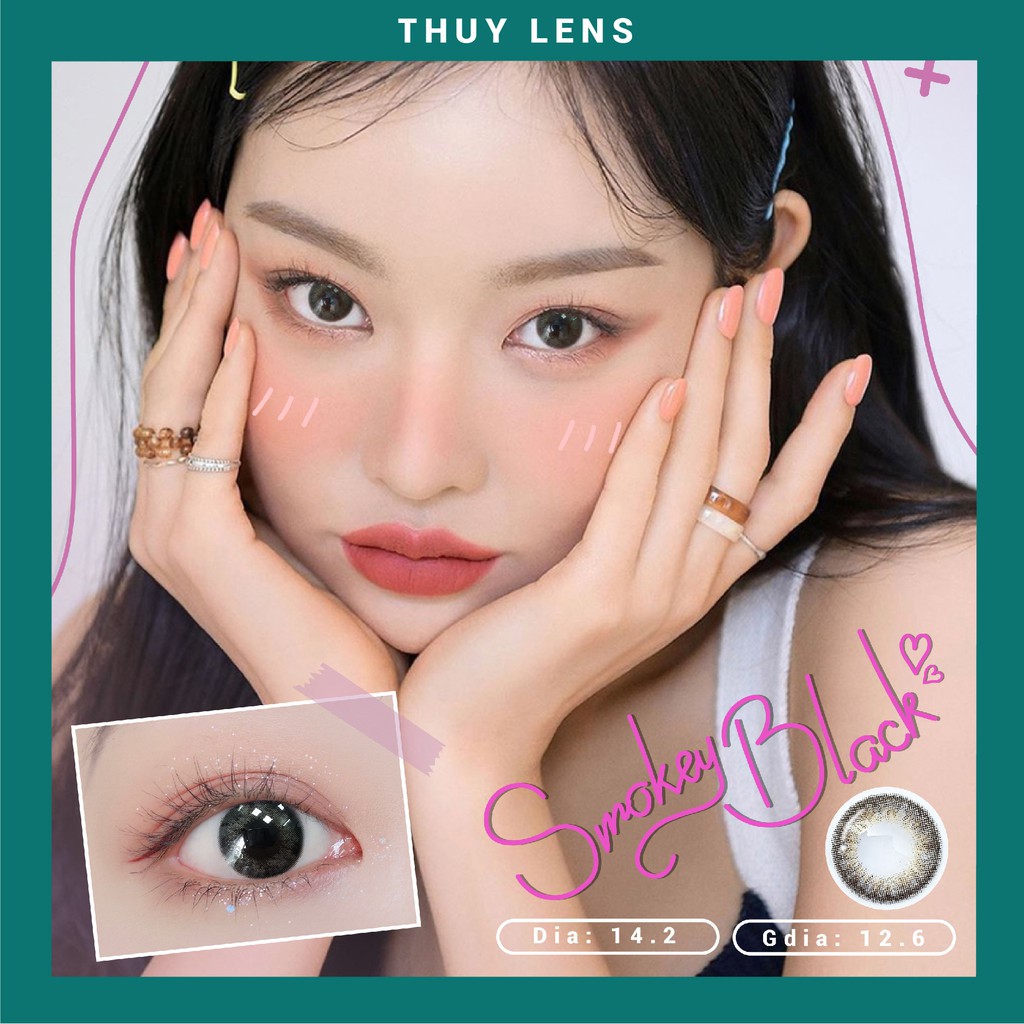 01 Chiếc Lens Cận Hàn Quốc Thúy Lens Smokey Black - Kính Áp Tròng Màu Đen