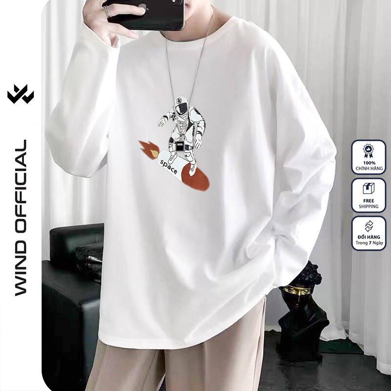 Áo thun tay dài WIND phông unisex form rộng SPACE thời trang nam nữ oversize ulzzang