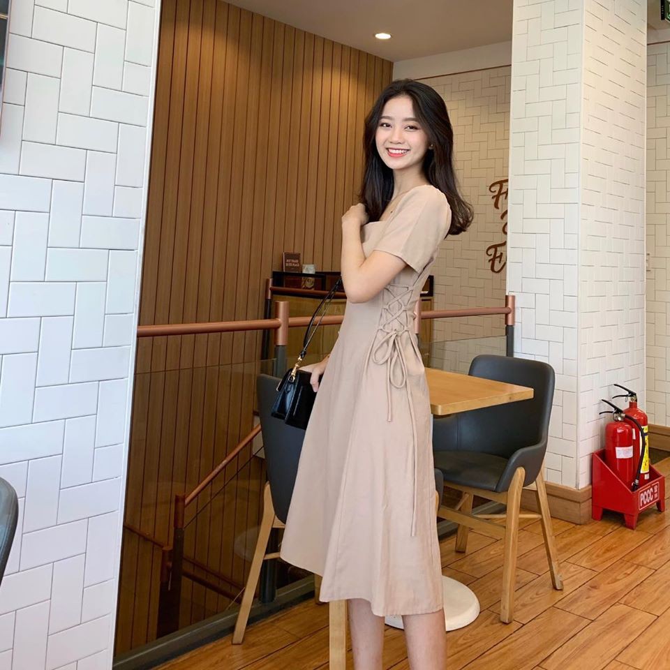 Đầm dạo phố tiểu thư, đầm maxi đan dây eo siêu hot | BigBuy360 - bigbuy360.vn