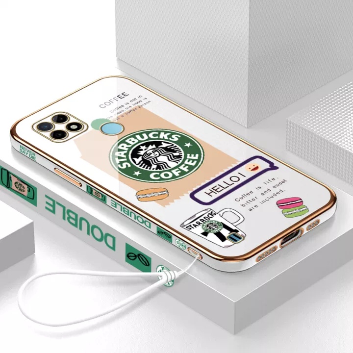 Ốp điện thoại QIANZI in logo Starbucks cho Realme 5 PRO Realme C55 C21 C2 A1K 9PRO + 9 4G C21Y C25Y