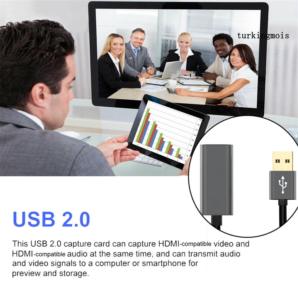 TSP_USB 2.0 Male to 1080p HDMI-compatible Female Video Capture Card Converter Adapter Recorder