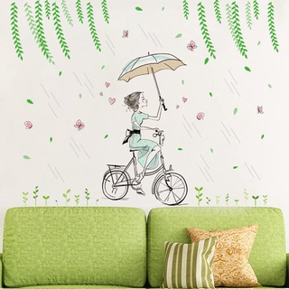 DECAL DÁN TƯỜNG CÔ GÁI ĐI MƯA