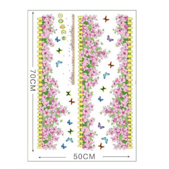 Decal trang trí chân tường hàng rào hoa nhí Tím