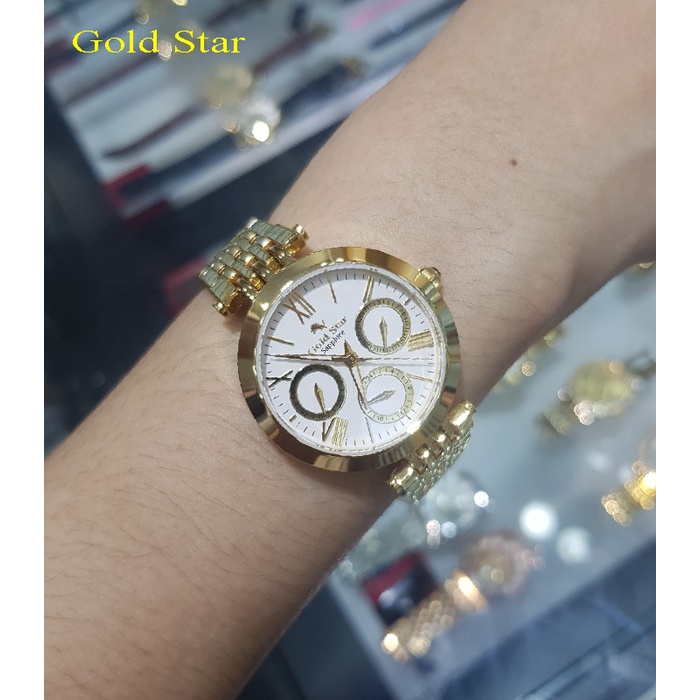 *Gold Star* Đồng Hồ goldstar Nữ Chính Hãng GT – 8889LGSG, Vỏ + Dây Thép Không Gỉ 316L Mạ vàng 24k, Kính Saphia, Nước 50m