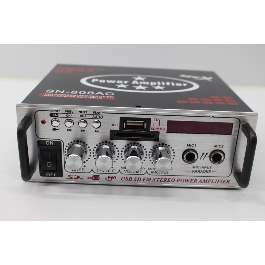 Amply âm ly mini BLUTOOTH WXF AK-808 12V/220V KARAOKE