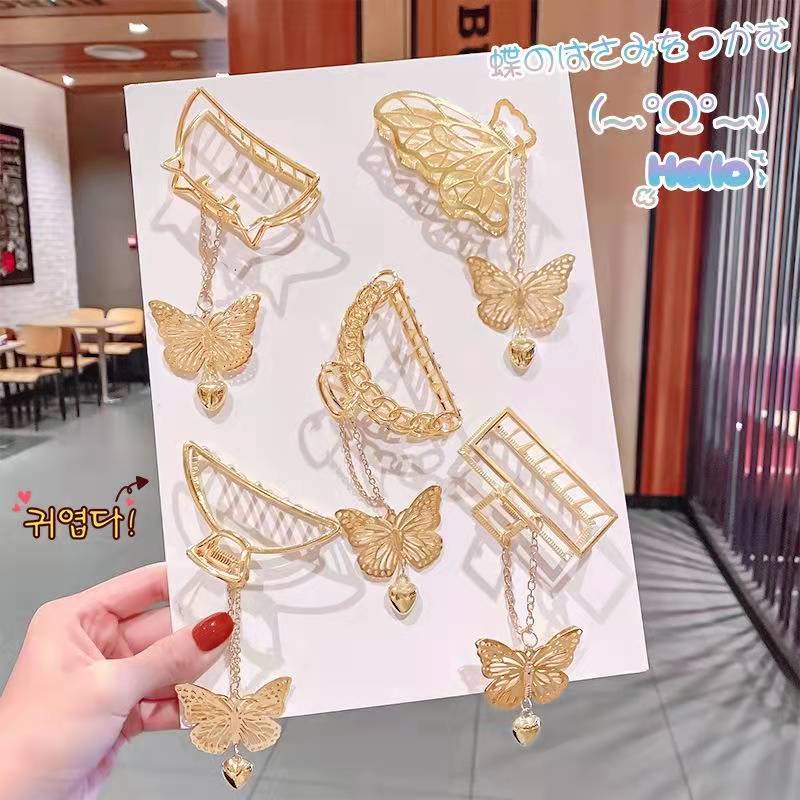 Kẹp Tóc Hình Cá Mập / Bướm / Trái Tim Xinh Xắn Cho Bé Gái