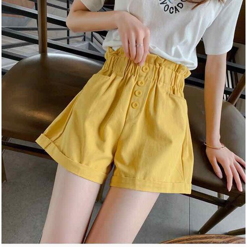 Quần Sọt Kaki Nữ Lưng Thun Siêu Cao 4 Nút