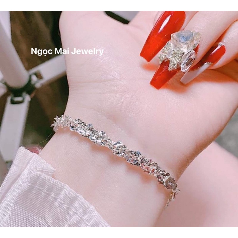 Lắc tay xù hoa bạc cao cấp, Ngọc Mai Jewelry, sang chảnh độc đáo cho các nàng