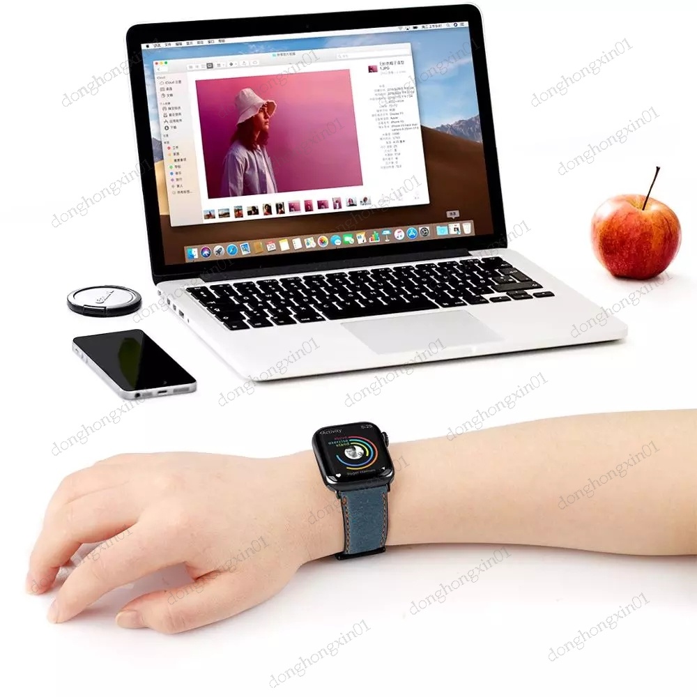 Dây Đeo Bằng Da Bò Cho Đồng Hồ Thông Minh Apple Watch 7 6 SE 45mm / 42mm / 38mm / 44mm / 40mm / 41mm iWatch 6 5 4 3 2 1