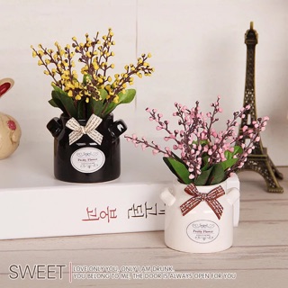 Lọ hoa để bàn mini kèm hoa giả ms3