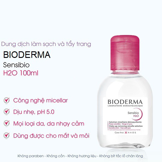 Nước tẩy trang Bioderma 100ml và 500ml dành cho da nhạy cảm, da dầu, da khô ngăn ngừa mụn hiệu quả | BigBuy360 - bigbuy360.vn