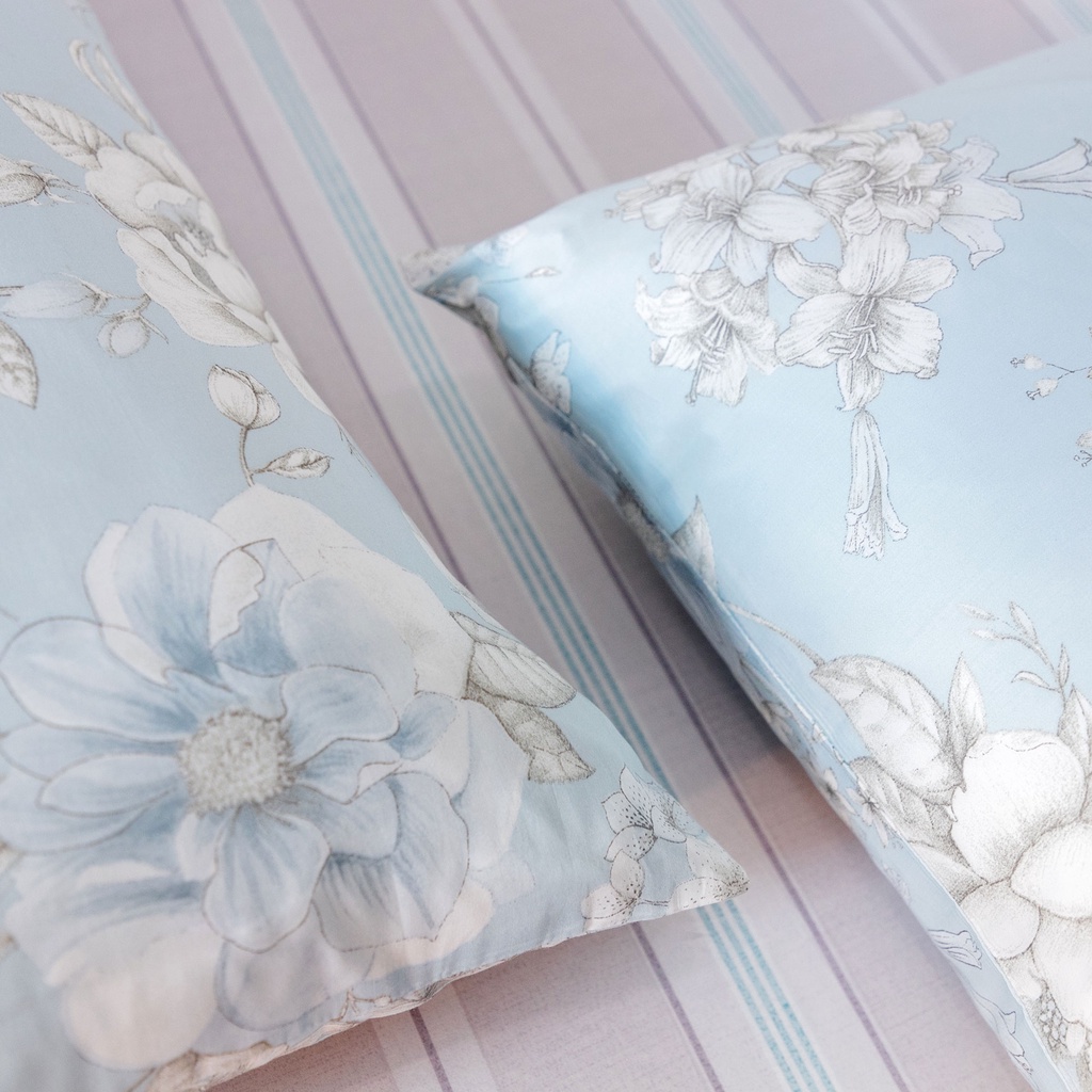 Bộ Ga Giường  Gồm 1 Ga Giường và 2 Vỏ gối nằm FLOWERA Màu Xanh Dương Nhạt Index Living Mall Nhập Khẩu Thái Lan