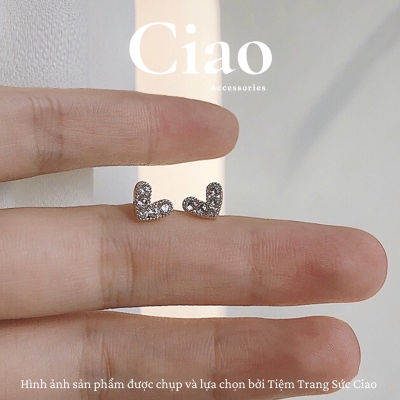 [HOẢ TỐC 1H] Khuyên tai/ Bông tai mạ bạc S925 thiết kế hình tim đáng yêu Heart Bae Ciao