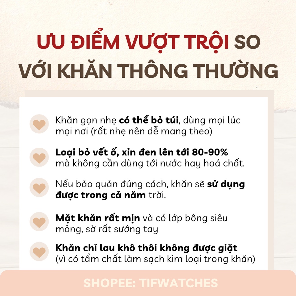 KHĂN LAU TRANG SỨC BẠC - lau chùi làm sạch kim loại (COMBO DỤNG CỤ VỆ SINH ĐỒNG HỒ và trang sức)