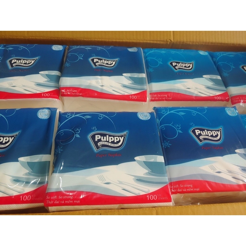 Chuyên sỉ 1 thùng 40 gói khăn giấy vuông Pulppy cao cấp khổ lớn ,khăn giấy ăn,khăn giấy vệ sinh
